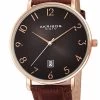 Akribos XXIV Unisex Classic Date Leather Croco Strap Watch - Brown