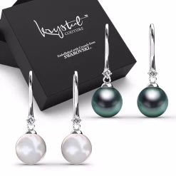 Krystal Couture Women's Boxed 2 Pairs Magnificent Pearl Hook Earrings Gift SetÊEmbellished With Swar
