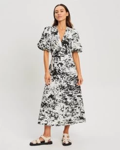 WILLA Women's Vista Knot Dress - Abstract Black & White Sintra