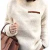 Beakey Womens Turtleneck Sweatshirt Winter Faux Fuzzy Sherpa Pullover-Light Apricot -Madam Clothing Store 7b28acca8f217008a5d3dee2c59fb32f