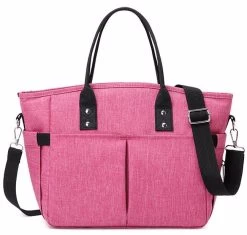 Insulated Lunch Bags Large Tote Adult Lunch Box With Shoulder Strap Side Pockets - RoseRed