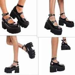 Beakey Womens Chunky Heel Goth Platform Mary Jane Lolita Wedges Dress Shoes-Black -Madam Clothing Store 7c400053e2fcccbeaa32d7ec467fcf90