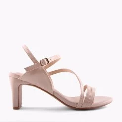 Clarice Nanna Leather Heeled Sandals - Nude/Patent