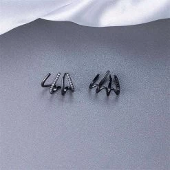 Beakey Minimalist Cuff Huggie Stud Earrings For Women Teen Girls-Black -Madam Clothing Store 7ddfd371deb163ab1ed00ec573651966