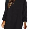 Beakey Solid Color Plush Long Sleeve Round Neck Loose Casual Dress-Black -Madam Clothing Store 7f0179bf989666db4f578ea396b42cf1