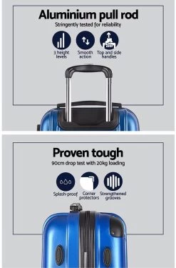 Wanderlite 3pcs Luggage Set Travel Suitcase Storage Organiser TSA Lock Blue -Madam Clothing Store 7f8084cef928f2e2bf3ab3825c9e1d97