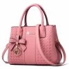 Beakey Fashion Womens PU Leather Embroidered Handbags Shoulder Tote Bags-LightPink -Madam Clothing Store 80dfb552fcc81667a3a295f43bce06a0