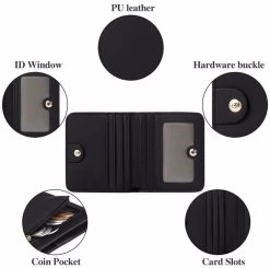 Beakey Womens Leather Mini Wallet With ID Card Window Portable Coin Purse-Black -Madam Clothing Store 80ef18879d2c1d878ea893adfe378783 1