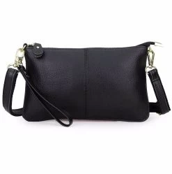 Beakey Leather Clutch Small Envelope Crossbody Bags For Women-Black
