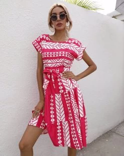 Enzo Fleur Women's Dress -Red & White -Madam Clothing Store 83da8961f43dfb57efd0b38b3029a0e9