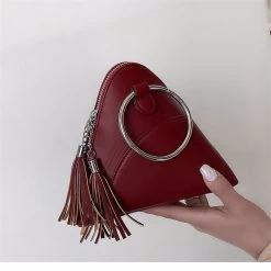 Beakey Women Cute Tassel Clutch PU Leather Triangle Bags-Red -Madam Clothing Store 843dcc65e265c5e6ebfa5d104d02c678