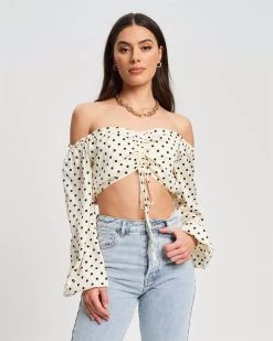 SAVEL Women's Mila Blouse - Ivory Polka Dot