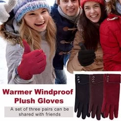Catzon 3 Pairs Women Winter Gloves Warm Touchscreen Windproof Gloves-BlackWine RedBrown 10 Catzon 3 Pairs Women Winter Gloves Warm Touchscreen Windproof Gloves-BlackWine RedBrown -Madam Clothing Store 862216a6fef4be8f4dca9801d88fe604