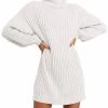 Beakey Womens Turtleneck Loose Sweater Dress Soft Winter Pullover Dress-White -Madam Clothing Store 86d5cedcde91f8dbdd817cbceb13c9dd