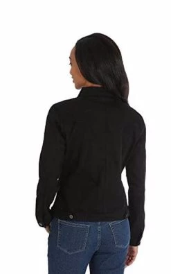 Women's Plus Size Classic Jean Jacket Slim-Black-042 -Madam Clothing Store 86dc2788636f367352c67c8f02edb254