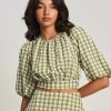 REUX Women's Genie Top - Olive And White Check -Madam Clothing Store 86e1d5514b3b8685424a9d3872fae9b0