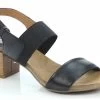 Effegie Women's Samiu Italian Leather Stacked Heel Sandal With Velcro Strap - Black -Madam Clothing Store 87f2e318 9a56 408d 84f9 dcefe9dec69a