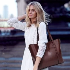 Beakey Womens Soft PU Leather Tote Bag Large Capacity Shoulder Bag-Coffee -Madam Clothing Store 891e1eff7b8f05eb19160997eed3f4ac