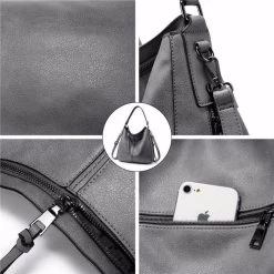 Catzon Handbags For Women Large Designer Ladies Hobo Bag Bucket Purse Faux Leather-Grey -Madam Clothing Store 89a555a72b55b9ead5df5e09894402fd