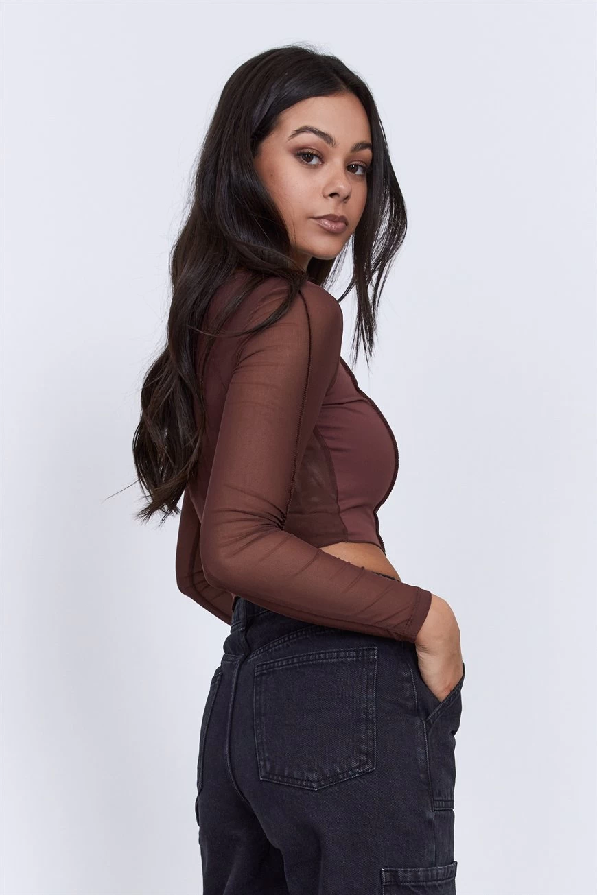 Factorie Exposed Seam Long Sleeve Burgundy 5 Factorie Exposed Seam Long Sleeve Burgundy - Image 3