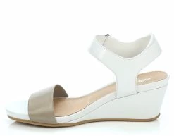 Effegie Women's Palerma Italian Leather Wedge Heel With Velcro Ankle Strap - White/Taupe -Madam Clothing Store 8dfd768d a56e 40d2 80cb b1053f740f4c
