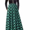 Beakey Womens Plaid Printing Long Sleeve Waist Dress-Green -Madam Clothing Store 8ecb09466c344099a95484d962f55359