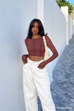 Factorie Exposed Seam Long Sleeve Burgundy