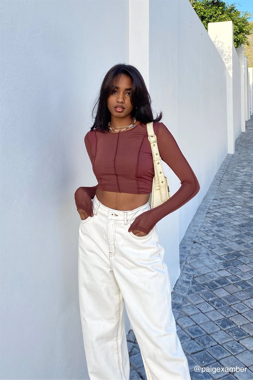 Factorie Exposed Seam Long Sleeve Burgundy 3 Factorie Exposed Seam Long Sleeve Burgundy