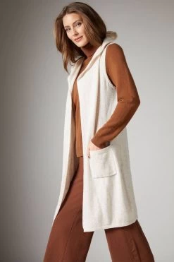 Grace Hill Cashmere Blend Hooded Cardi Oatmeal Marl