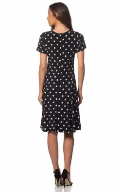 Worship Women's Round Neck Dress - Black Polka Dot -Madam Clothing Store 9362b5db7a06ea51c4e64e7164e80939
