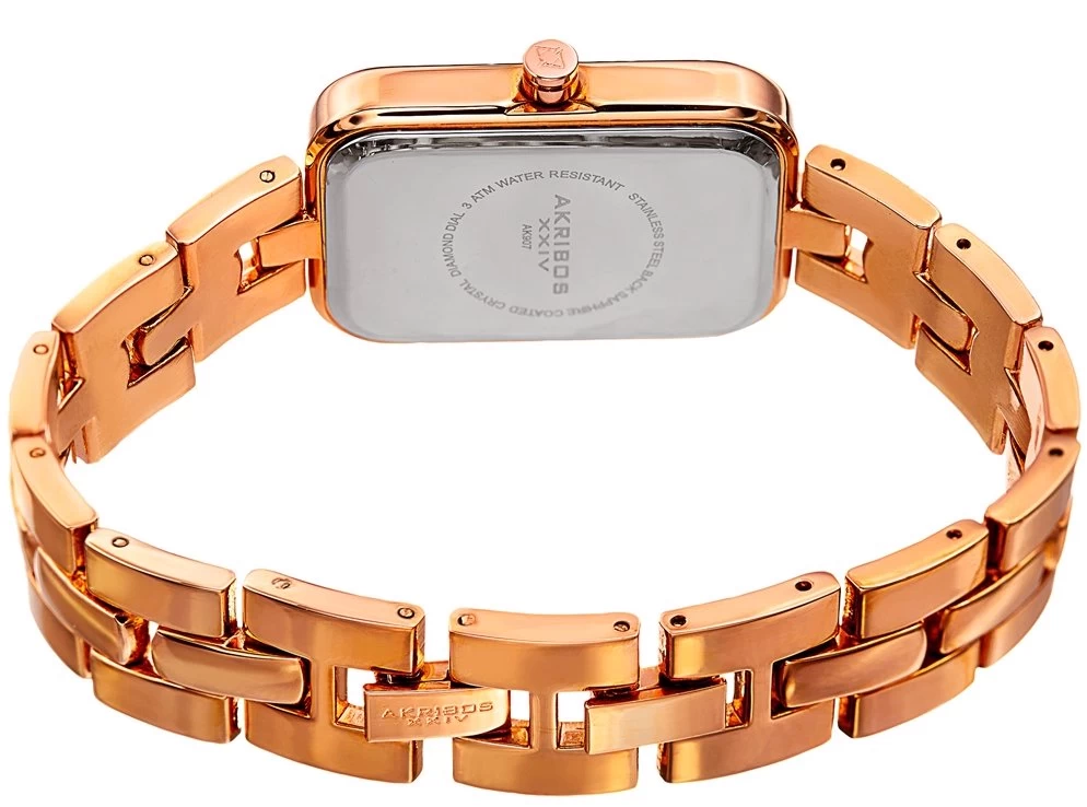 Akribos XXIV Women's Quartz Diamond Rectangular Rose-Tone + Jewelry Bracelet Watch - Rose Gold 4 Akribos XXIV Women's Quartz Diamond Rectangular Rose-Tone + Jewelry Bracelet Watch - Rose Gold - Image 2