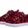 Beakey Women's Canvas Low Top Sneaker Classic Casual Slip On Shoes-Red