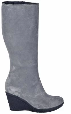 Noosy Women's Genuine Leather Knee High Boots - Grey