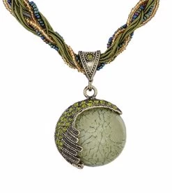 Beakey Vintage Bohemian Gemstone Pendant Necklace-Green