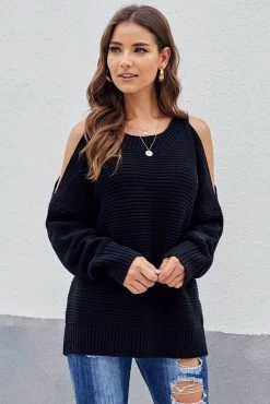 Azura Exchange Black Cold Shoulder Pullover Sweater L -Madam Clothing Store 9822e0205fd7da6b81e47b059e8f7020