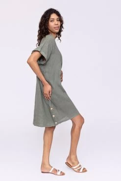 Laklook Women's Linen Dress - Dark Green -Madam Clothing Store 983948f4 3de0 40ea bee6 4e42b8928af0