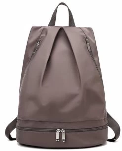 Beakey Gym Backpack With Shoe Compartment Wet Pocket For Women Travel Sports-Khaki