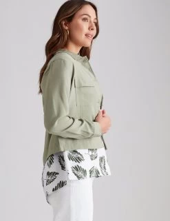 Katies Soft Twill Utility Jacket Khaki -Madam Clothing Store 98c5f0f159c963db7197e6f590ca8fa7