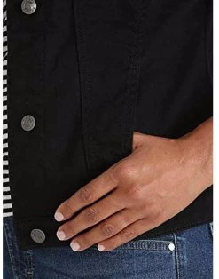 Women's Plus Size Classic Jean Jacket Slim-Black-042 -Madam Clothing Store 9b11fdbaac6ce67dde329a9ee7ea2509