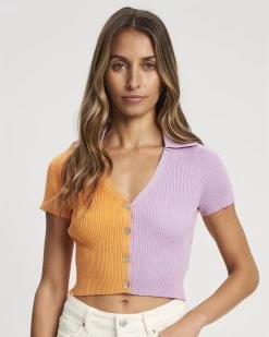 SAVEL Women's Devon Knit Top - Lilac/orange