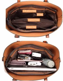 Beakey Womens Soft PU Leather Tote Bag Large Capacity Shoulder Bag-Wine Red -Madam Clothing Store 9c41b50ef80d9acd3e716d9d56bf5556 2