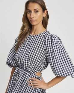 REUX Women's Holland Mini Dress - Navy Gingham -Madam Clothing Store 9ea10a6843a75d9fe4c0b8f1116cff03
