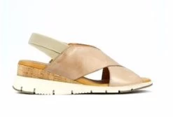 Effegie Women's Basquait Italian Leather Crossover Sandals With Wedge Heel Sandshell