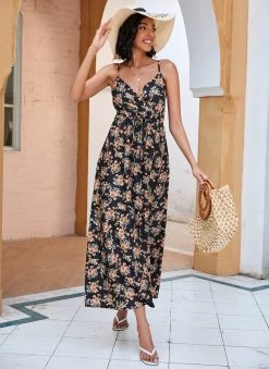 Tina Women's Dress - Flower Black