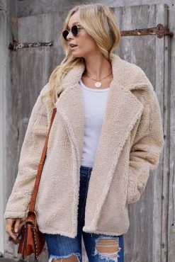 Azura Exchange Beige Breaker Pocketed Sherpa Statement Jacket L -Madam Clothing Store a33bd0ae42817c5cd09b4f1d142dbefa