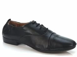 EOS Women's Nio Italian Leather Lace Up Loafer Black