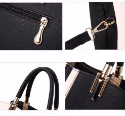 Beakey Fashion Colorblock Shoulder Bag Women Top Handle Leather Totes-Khaki -Madam Clothing Store a4ba9759dbe768cae57955463f5b9a97