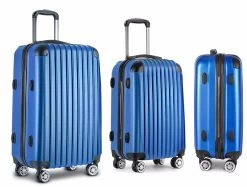 Wanderlite 3pcs Luggage Set Travel Suitcase Storage Organiser TSA Lock Blue -Madam Clothing Store a5080367e0a437032413ecffb83cd605