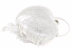Beakey Women Luxury Heart Shape Tassel Evening Clutch Bag Rhinestones Wedding Party Purse-Silver -Madam Clothing Store a53c9ece386886bb3e5e23cce35018ec