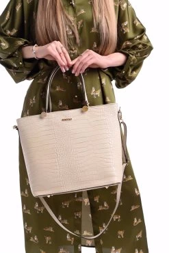 Bosccolo Women's Ecru Leather Shoulder Bag -Madam Clothing Store a6aa912cbf426569c963d67d6ab14b20